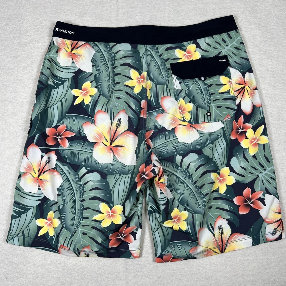 Hurley Shorts Mens 32 Black Phantom Boardshorts Hawaiian Floral Tropical CZ5974‎ - Picture 5 of 9